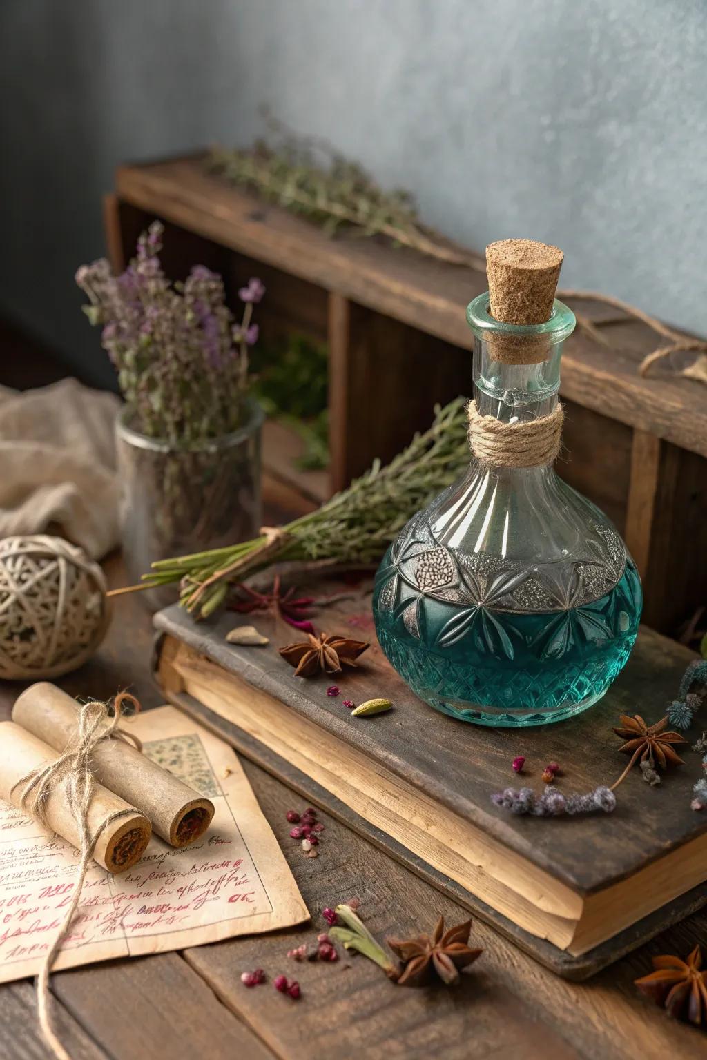 Enchanting details: Explore the mystical world of a witch's apothecary with this charming diorama.