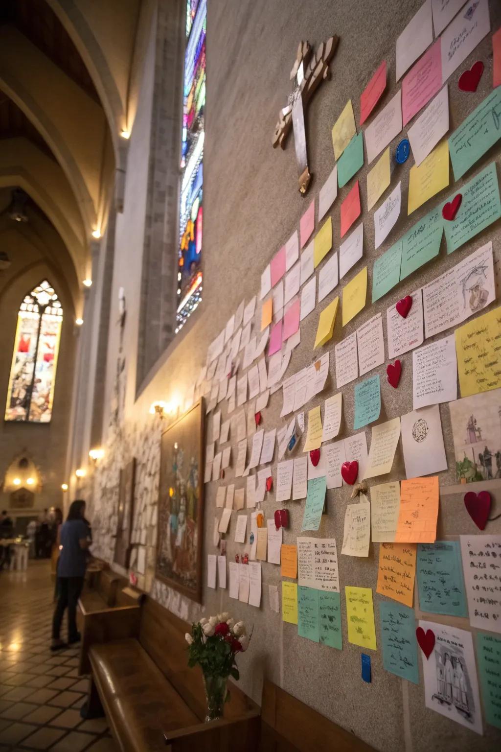 An interactive gratitude wall encourages personal messages of appreciation.