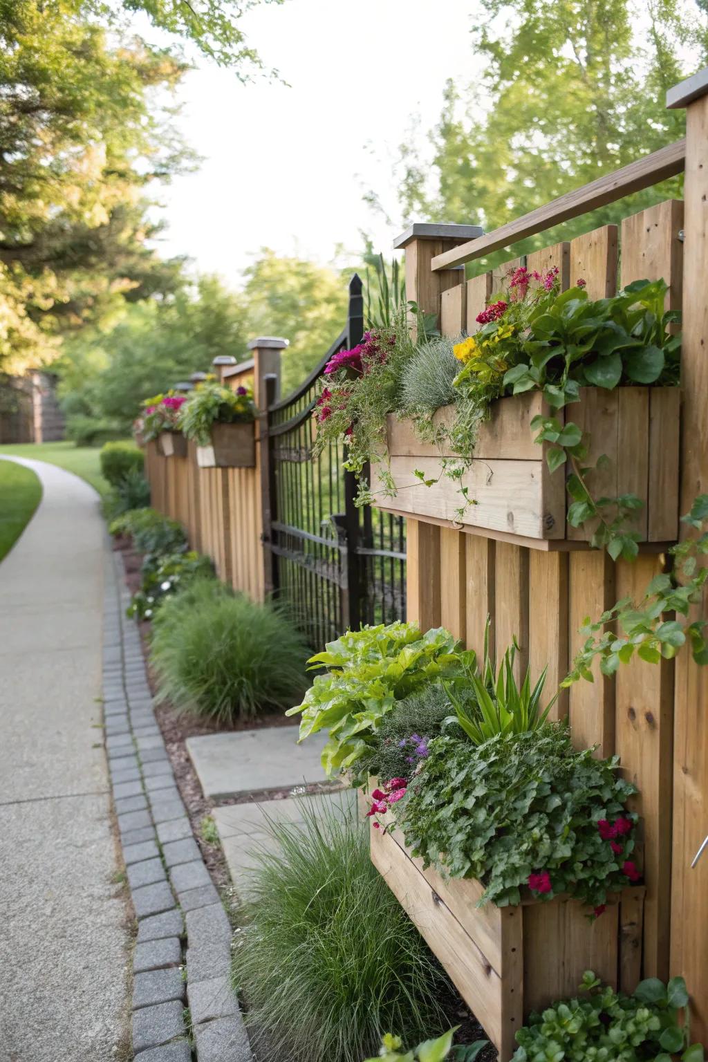 Built-in planters offer a seamless and integrated garden look.