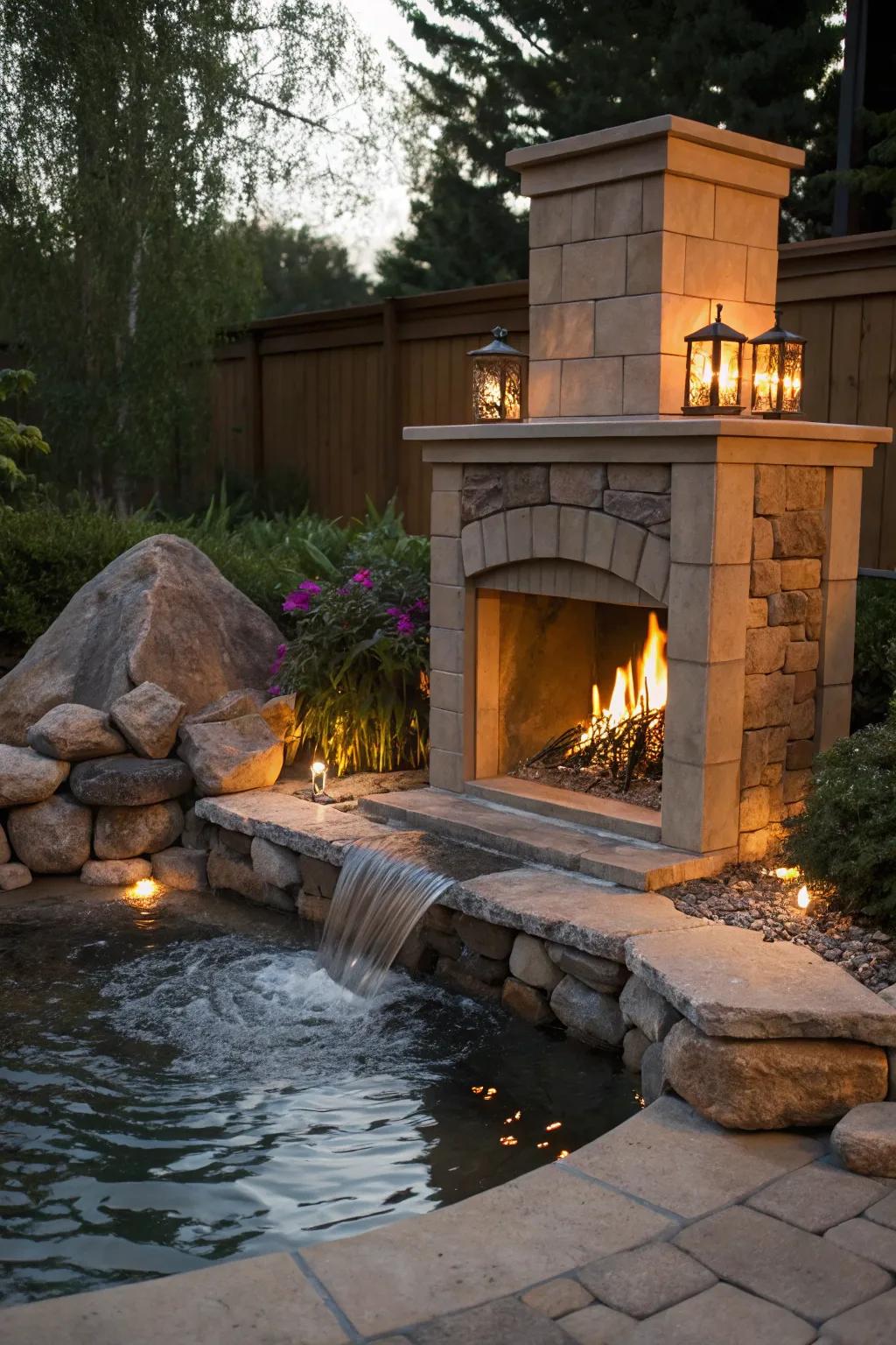 A water feature introduces tranquility to your space.