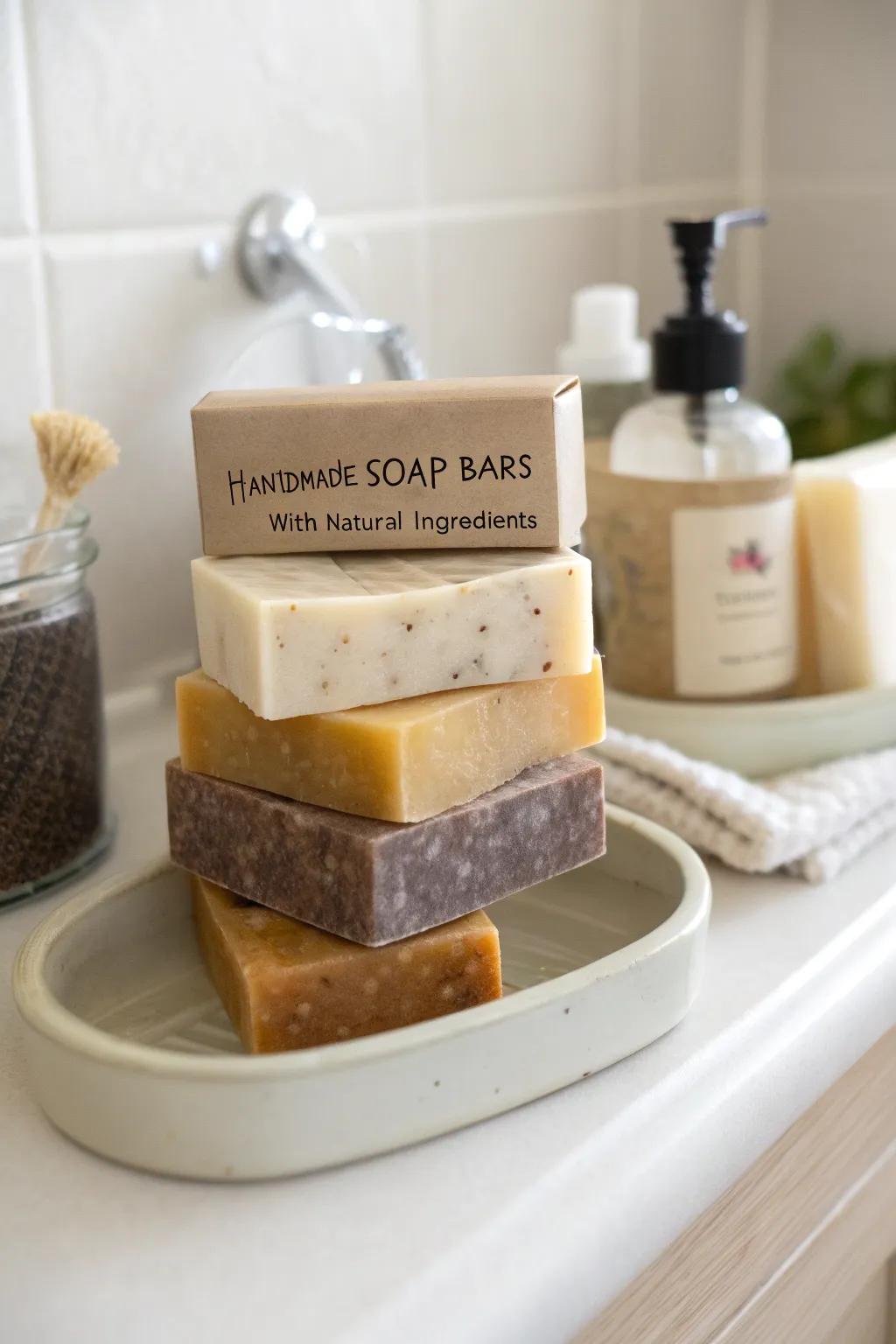 Luxurious and natural: Handmade soap bars for guests.