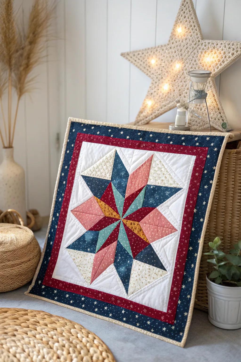 Bring cosmic elegance to your quilting with a dotted nebula touch. ✨🧵 #QuiltingArt #ScandiBoho