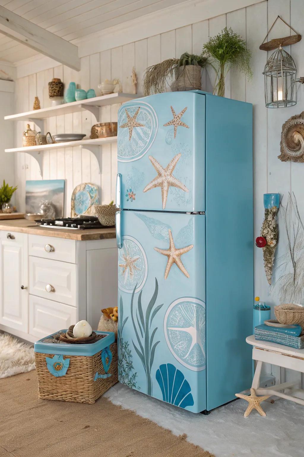 Coastal-themed wraps bring a serene seaside vibe to your kitchen.