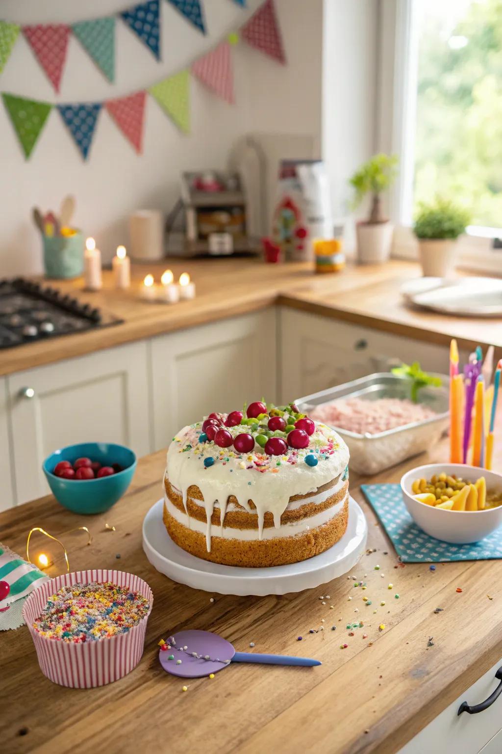 Bake and decorate your own birthday cake for a personal touch.