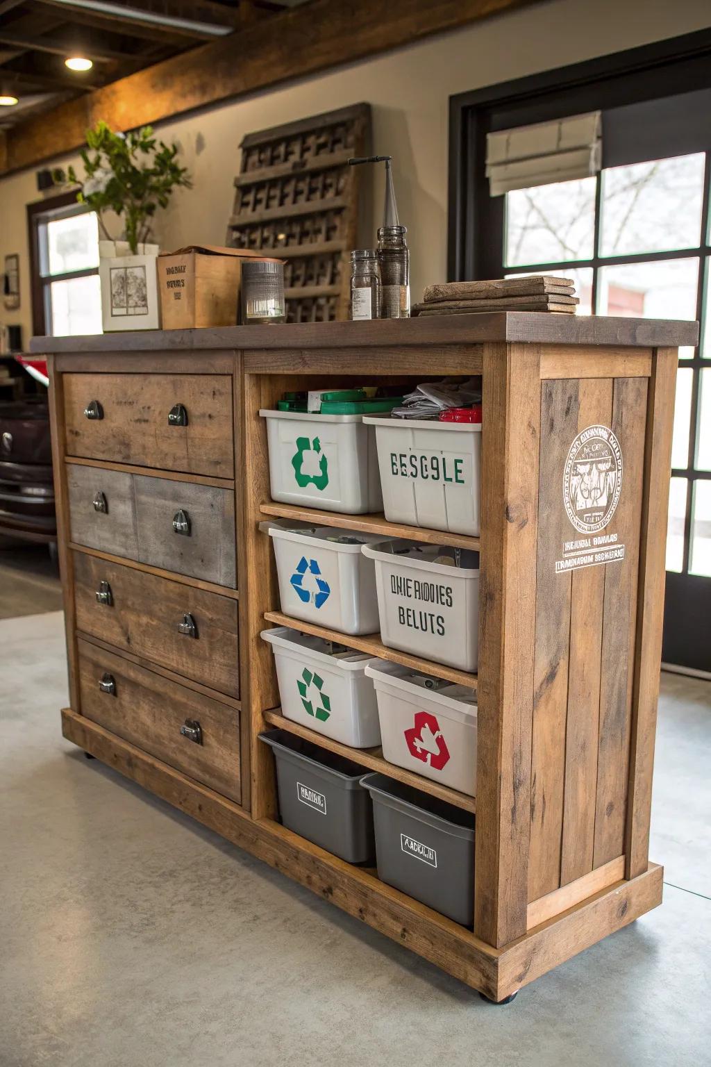Transform your space: Turn old furniture into a stylish recycling station!