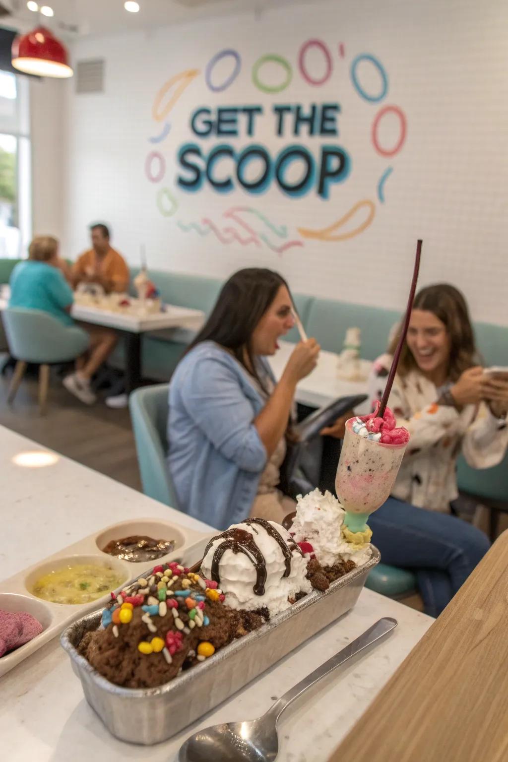 A cool 'Get the Scoop' ice cream social reveal.