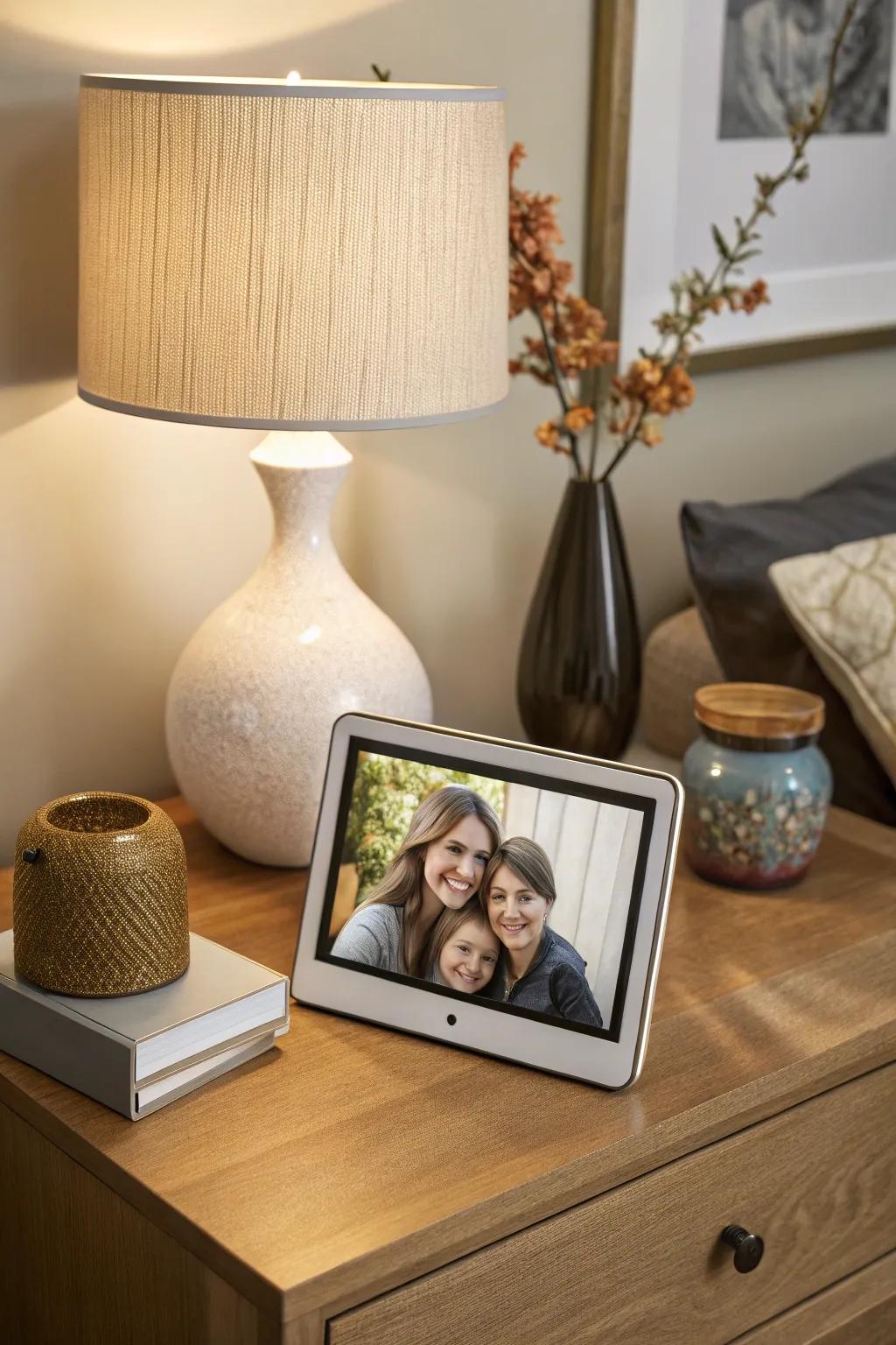 A digital photo frame that keeps cherished moments on display.