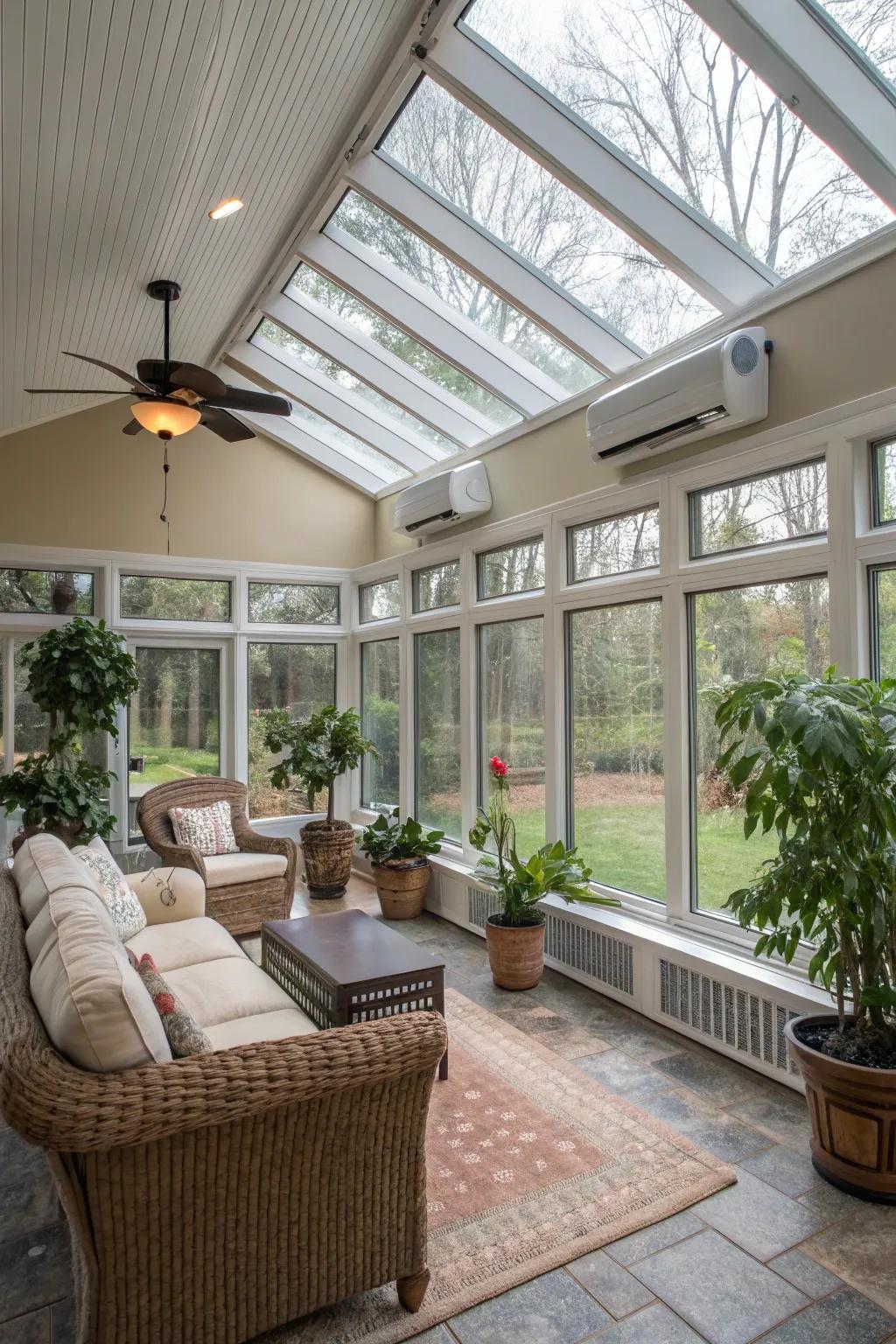 Year-round comfort with climate control in your sunroom.