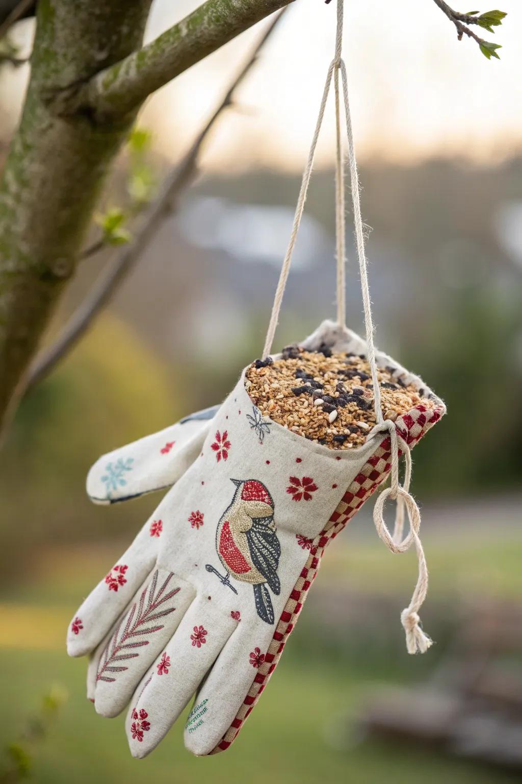 Invite nature to your window with this charming glove bird feeder—where simplicity meets creativity!