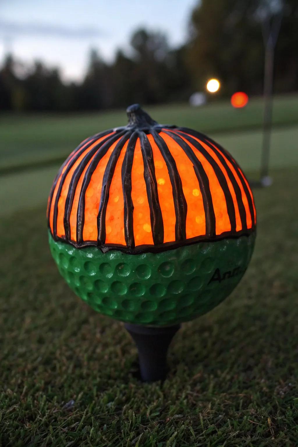 Illuminate your Halloween with this glow-in-the-dark golf ball pumpkin!