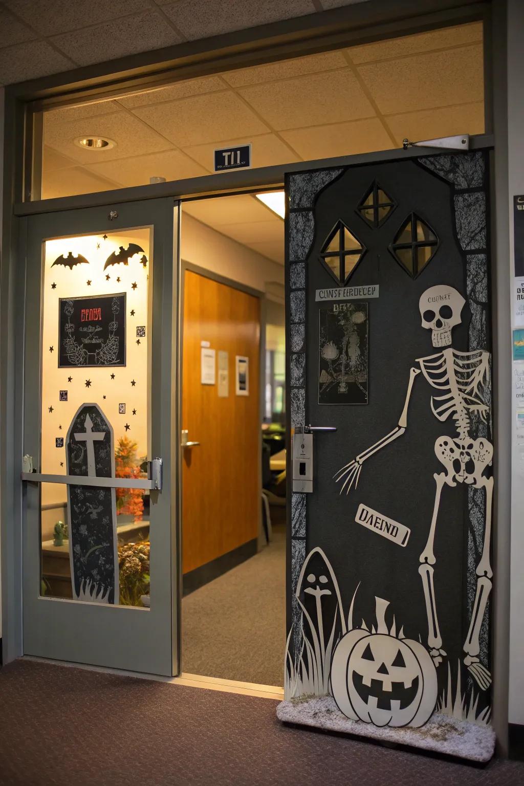 Transform your office door into a mini haunted house.