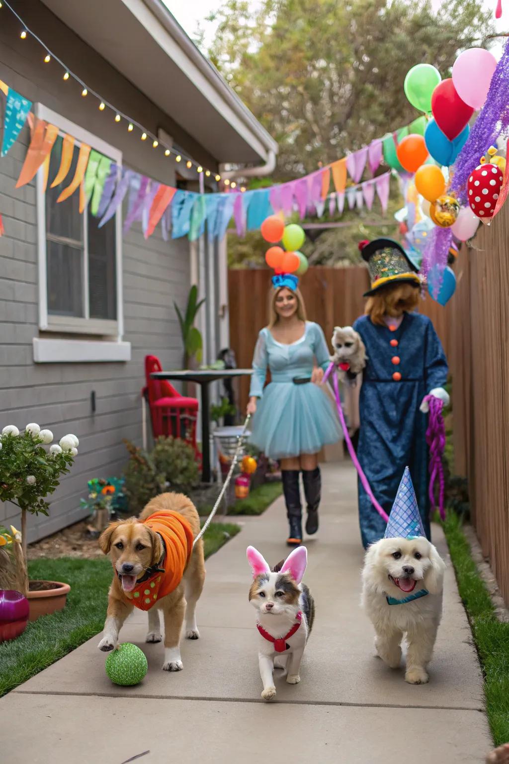 Delight in a pet costume parade with adorable outfits.