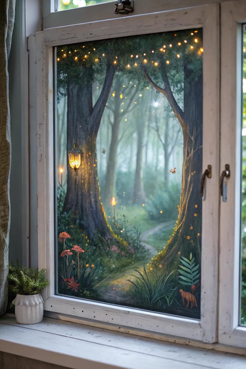 A mystical forest design adds an enchanted atmosphere to Halloween decor.