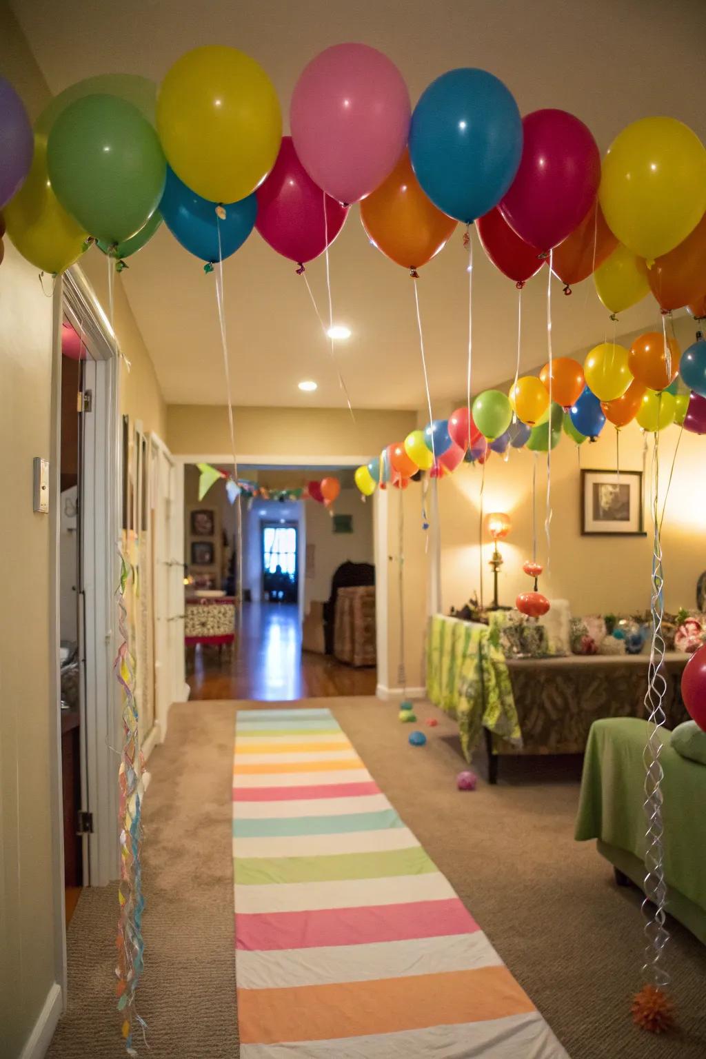 An inviting helium balloon path leading to the party.