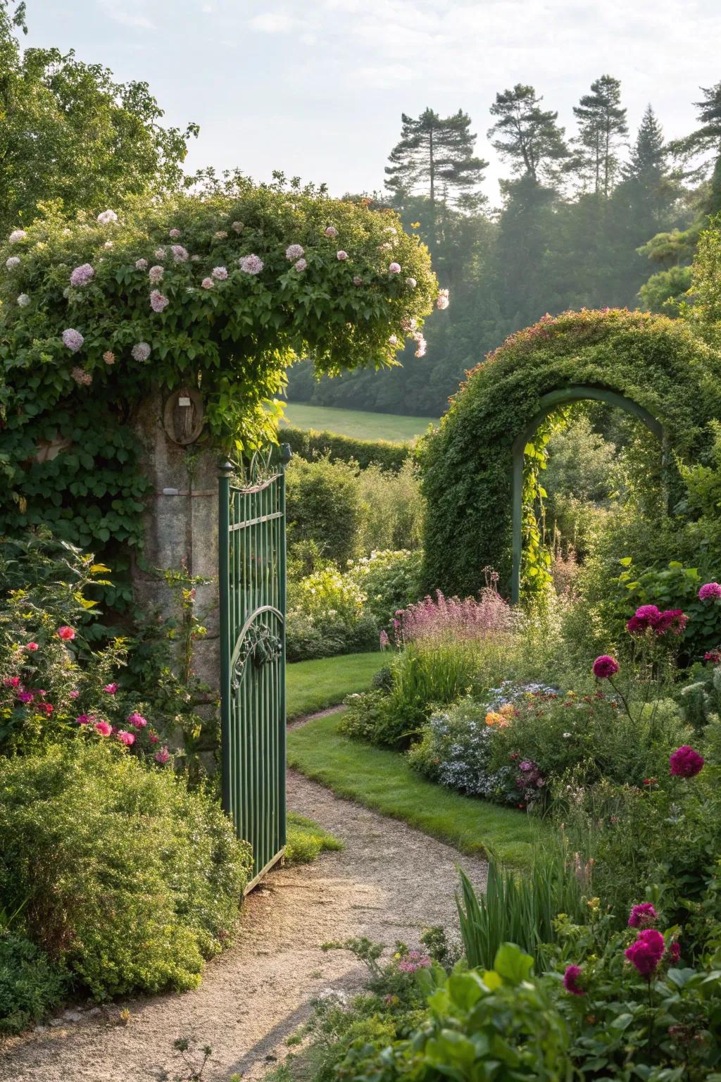 A hidden garden gate leading to a secret area