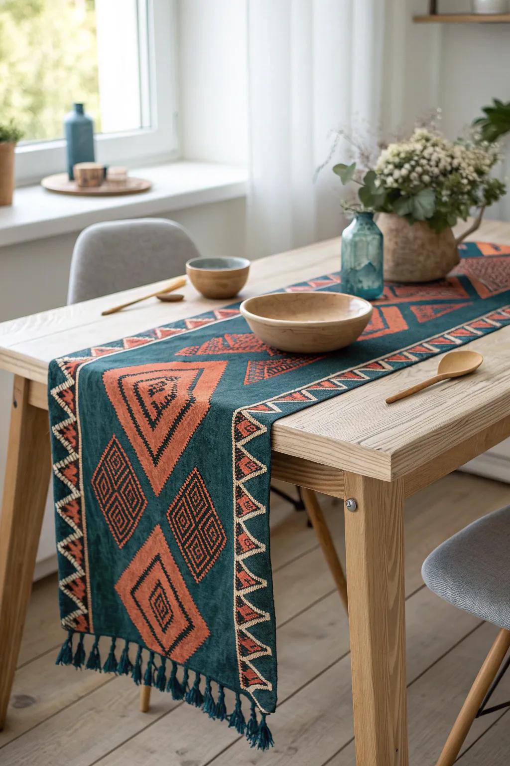 Elevate your dining experience with a charming, handmade table runner that brings a touch of boho elegance to your minimalist space.
