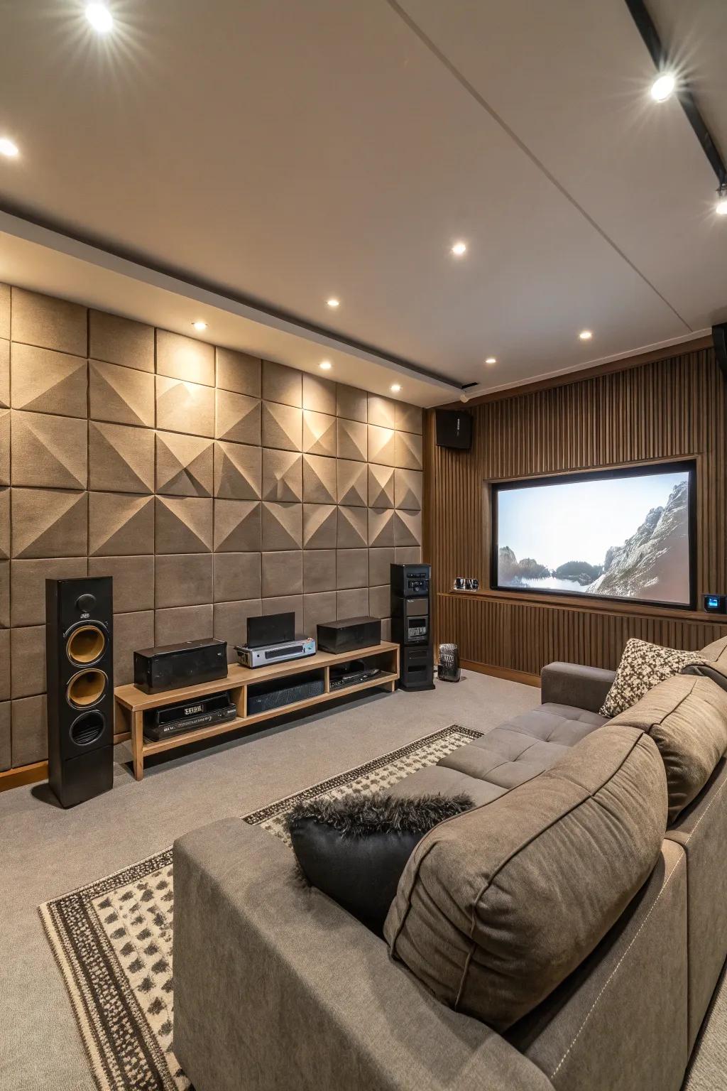 Soundproofing enhances audio quality and keeps the cinematic experience contained.