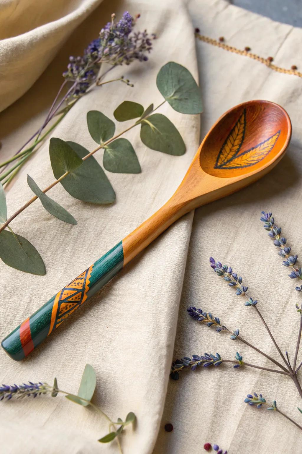 Add a splash of color to every meal with these beautifully crafted painted wooden spoons, the perfect blend of style and function.