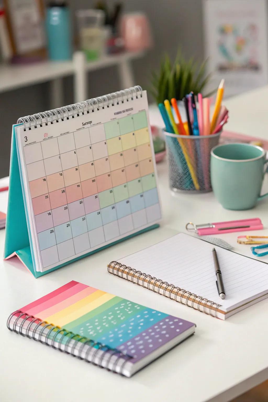 Bring color to your desk with an ombre desk calendar.