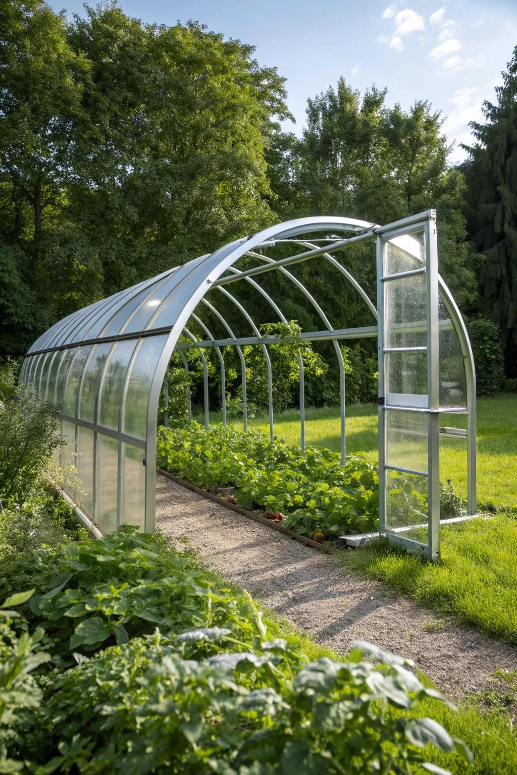 Embrace modern elegance with a durable metal frame hoop house, where style meets sustainability.