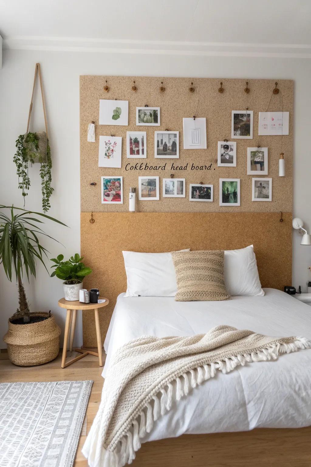 Transform your space with a creative corkboard headboard, perfect for pinning memories and inspirations.