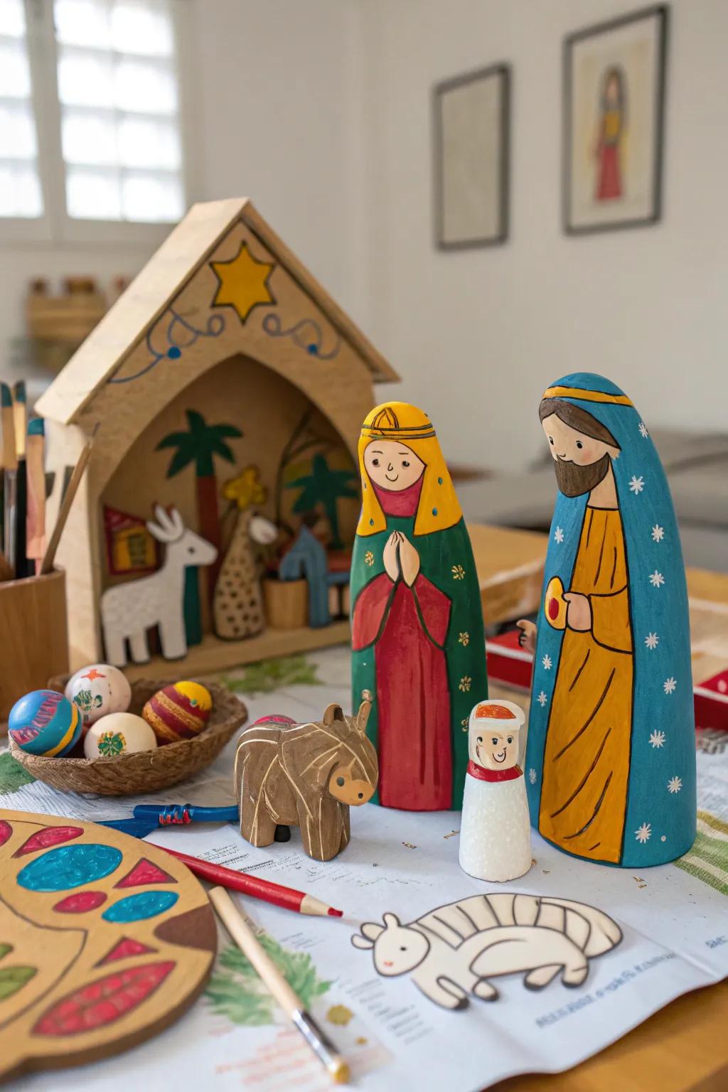 Paper mache allows for endless creativity in crafting a nativity scene.