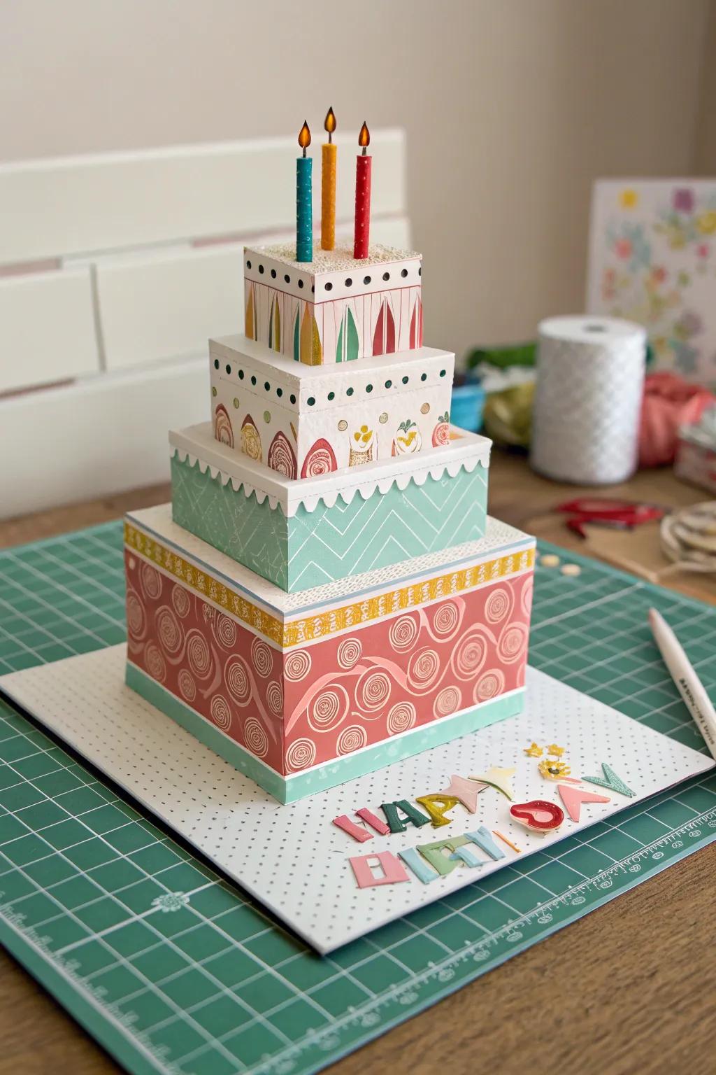 A striking 3D layered birthday card.