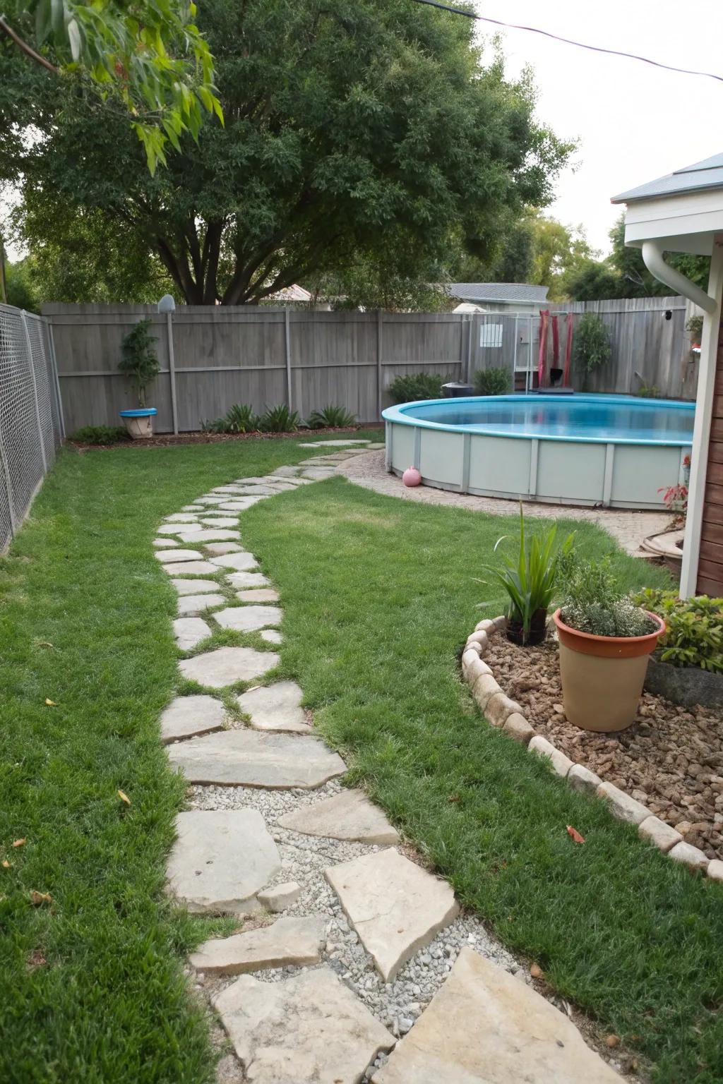 Natural stone pathways offer elegance and functionality.