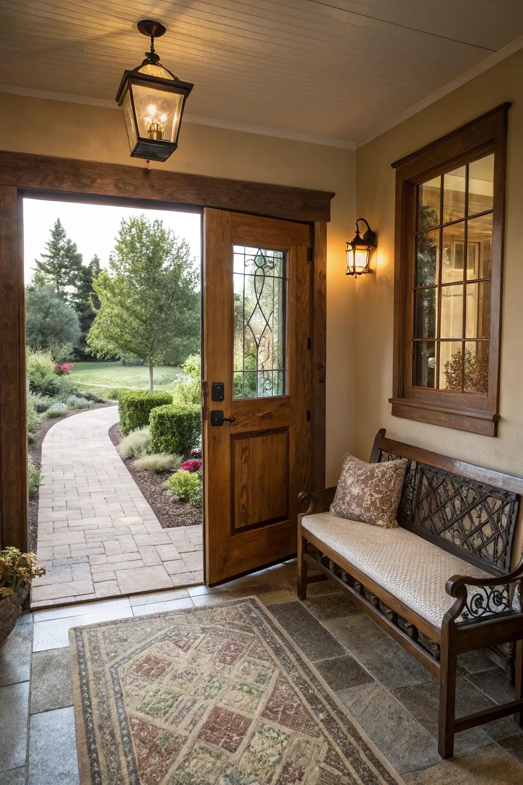 Seating adds comfort and utility to your entryway.