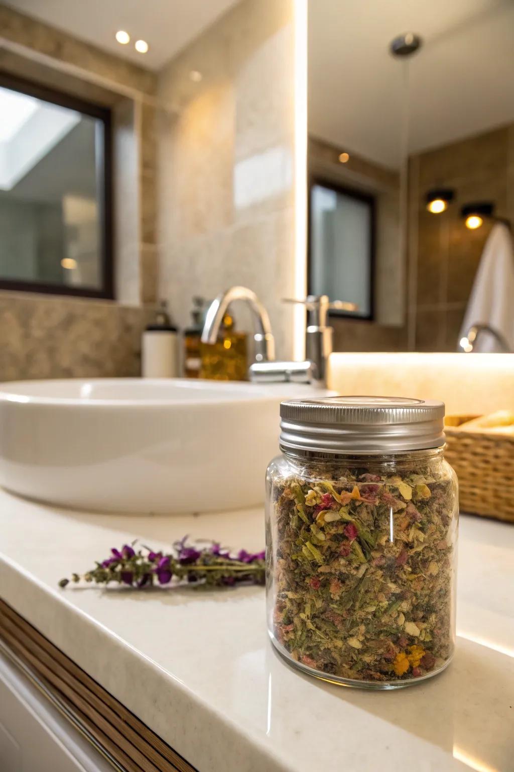 Elevate your bath with a herbal infusion jar.