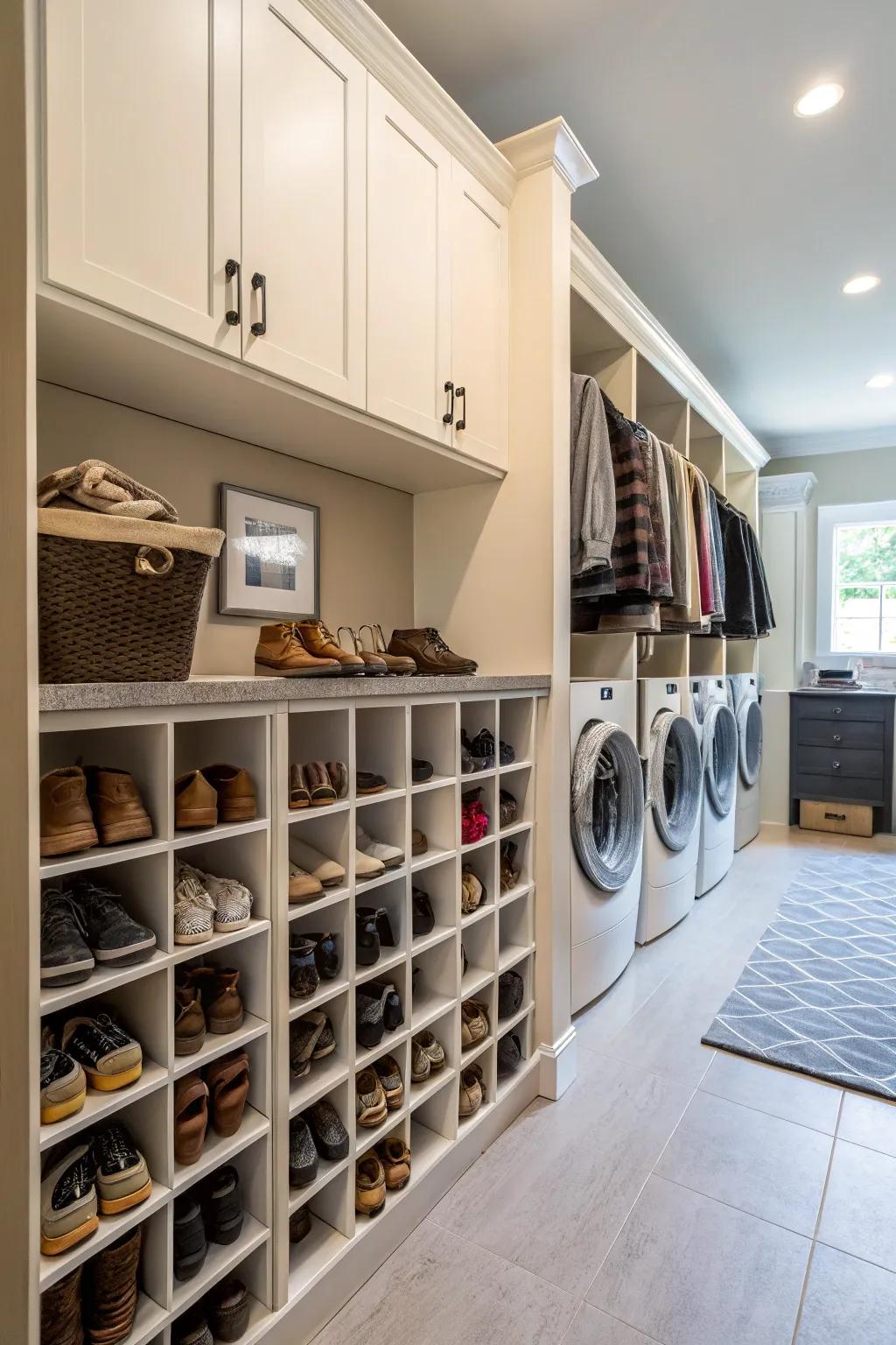 Organized shoe storage for a clutter-free floor.