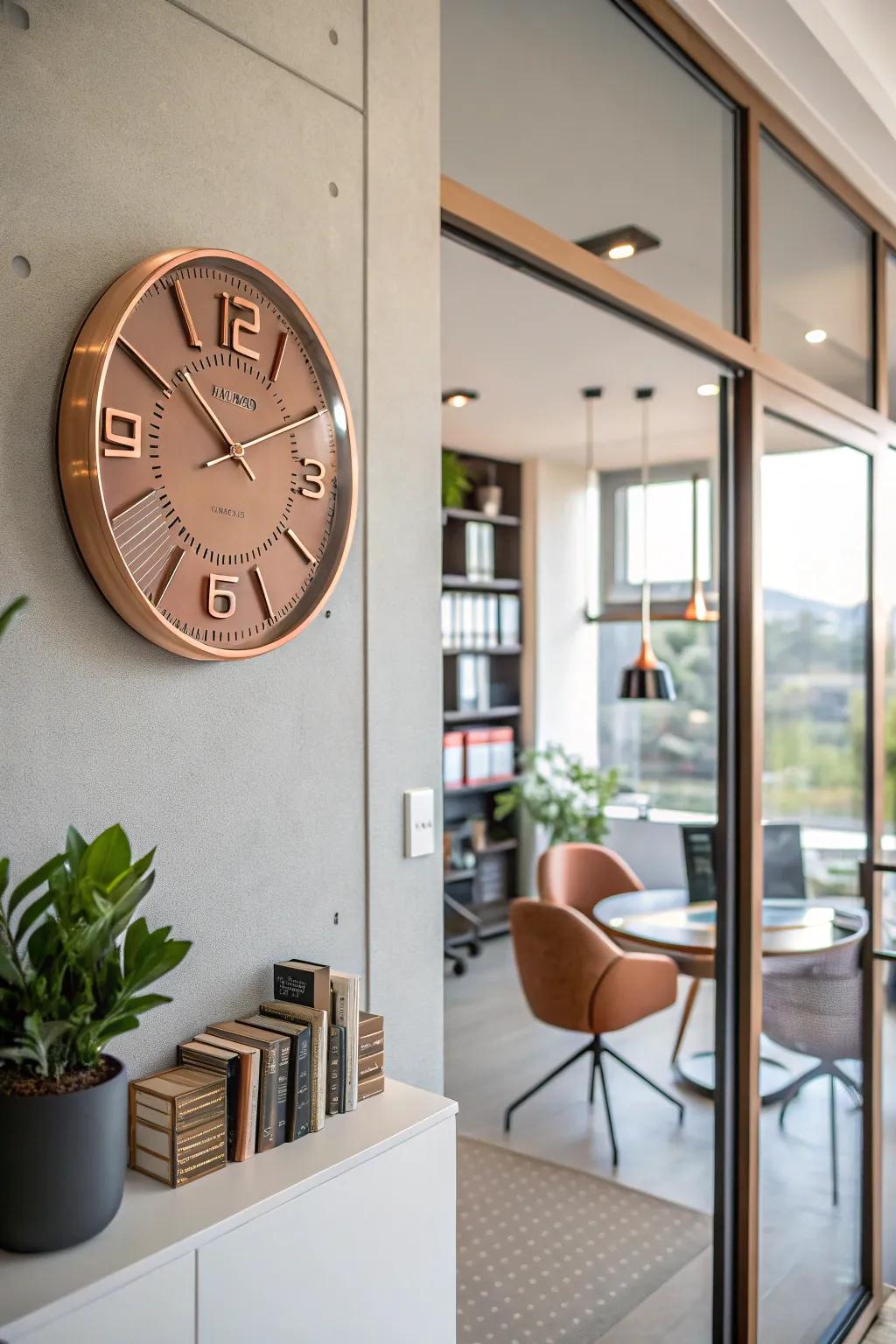 Keep track of time with a chic copper clock.