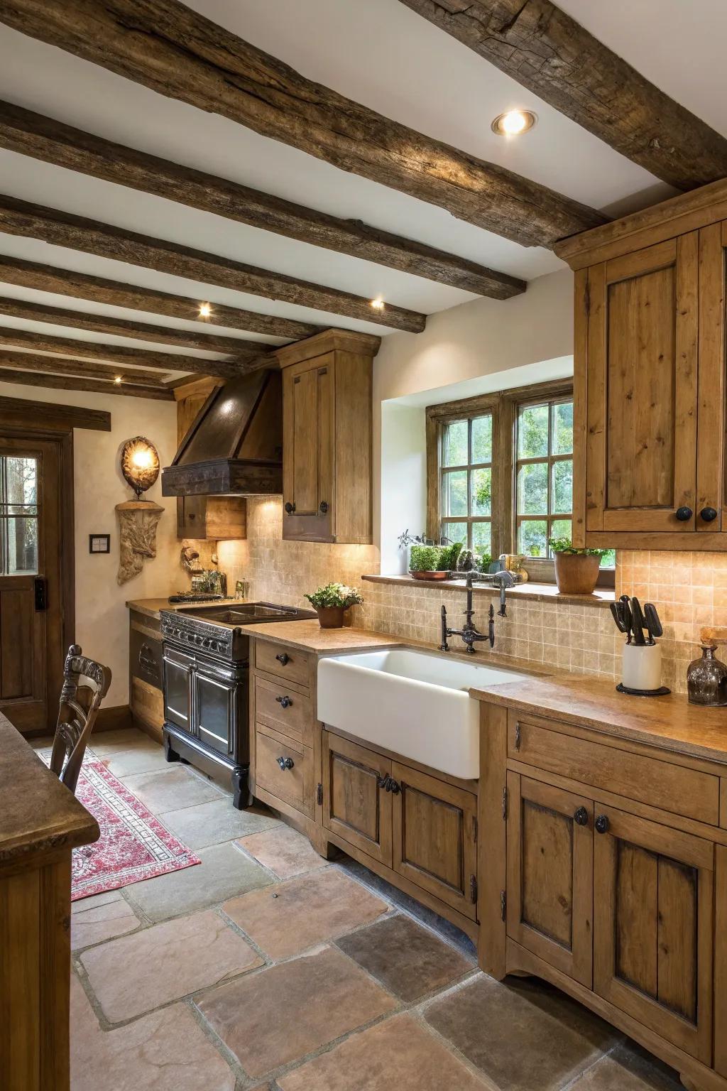 Faux beams provide a rustic touch and add character to ceilings.