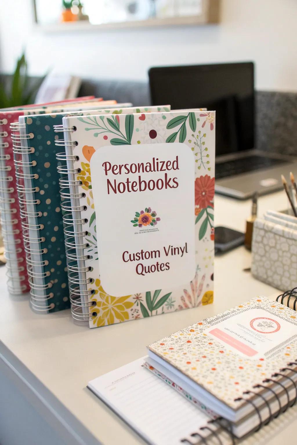 Make your notebooks special with personalized vinyl designs.