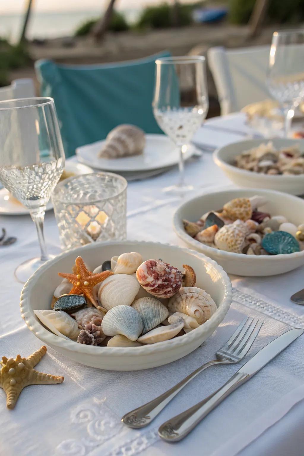 Seashells bring a touch of the seaside to your tables.