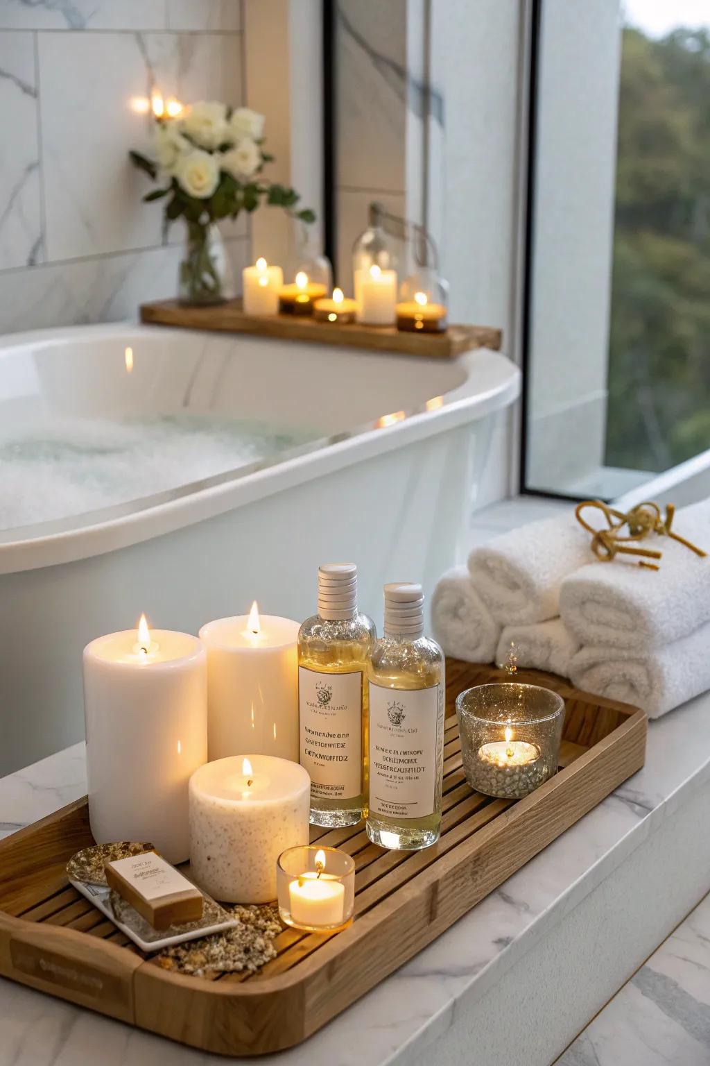 Create a spa-like retreat with a luxury bath set.