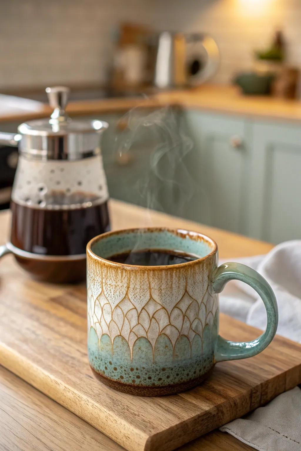 A handmade ceramic mug for cozy coffee mornings.