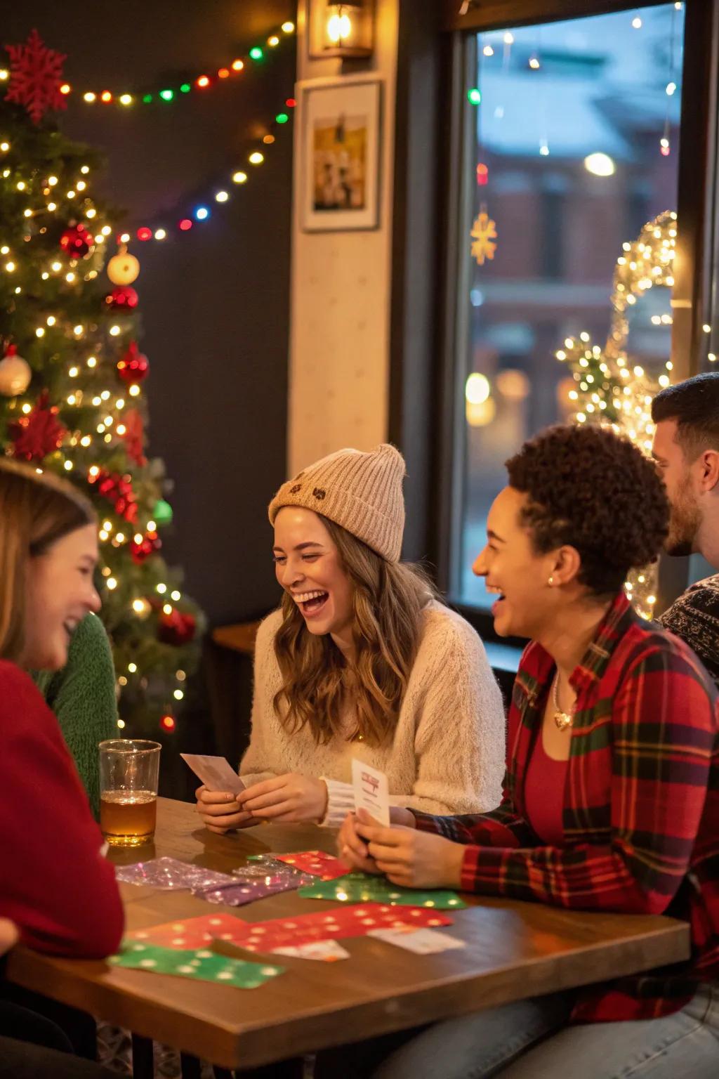 A lively holiday trivia challenge bringing guests together.