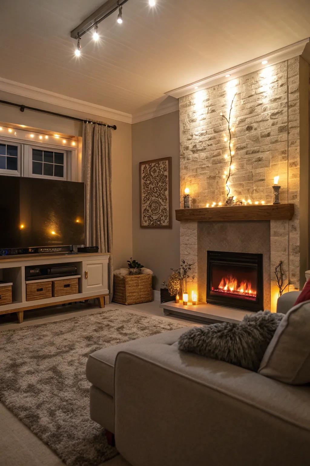 Highlight your fireplace with a touch of LED elegance.