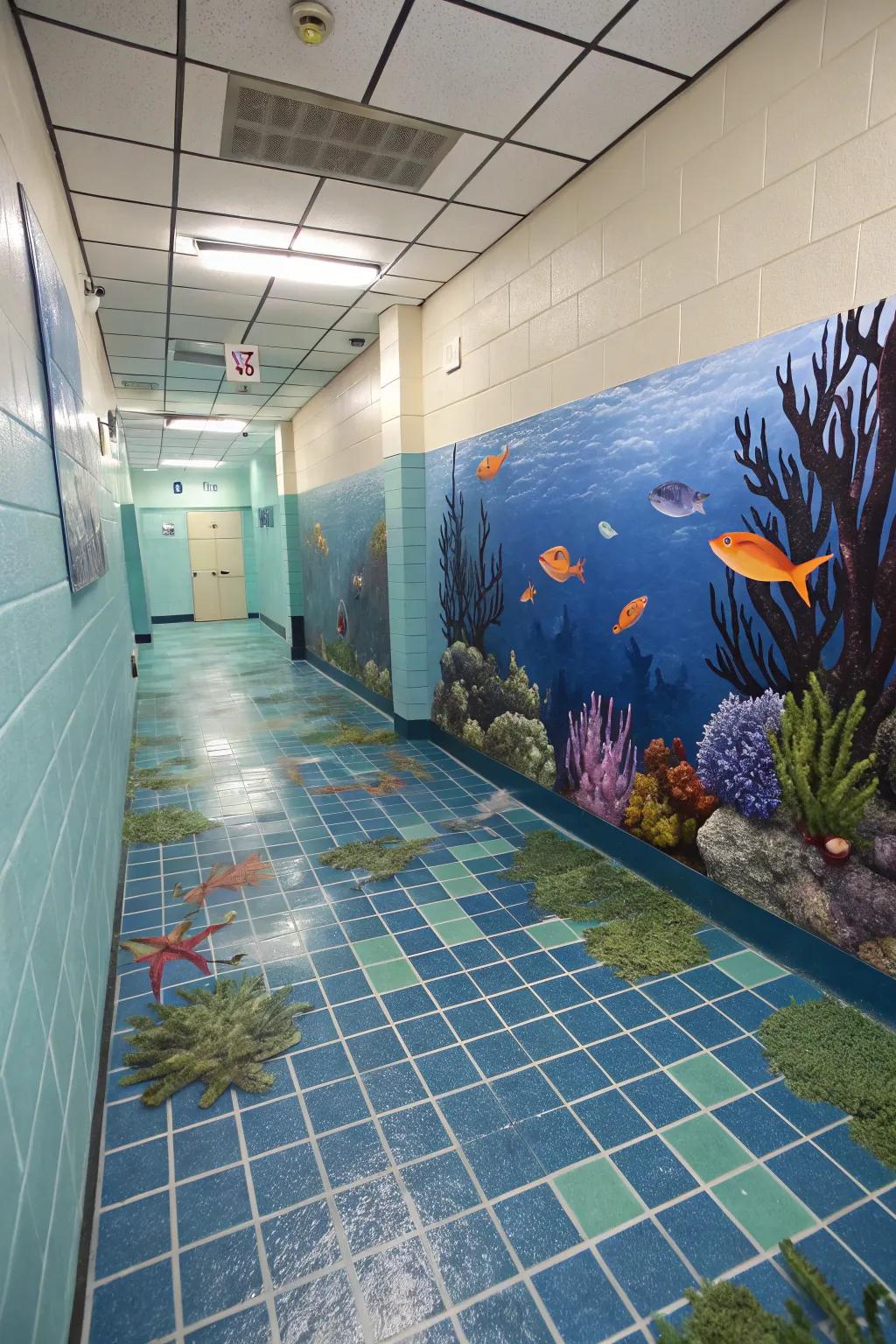 Bring the ocean to your basement with an underwater theme.