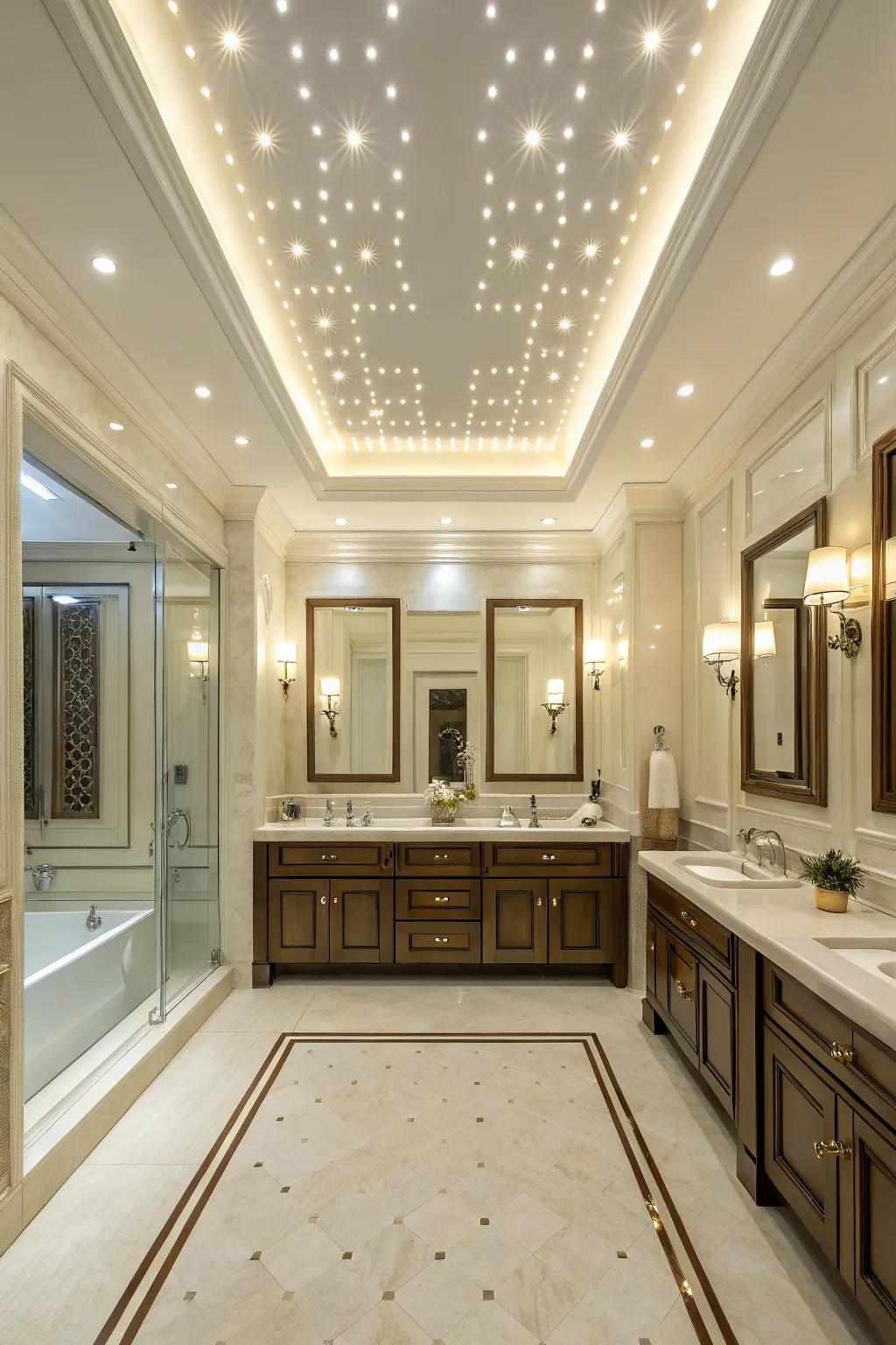 Symmetrical lighting adds elegance and balance.