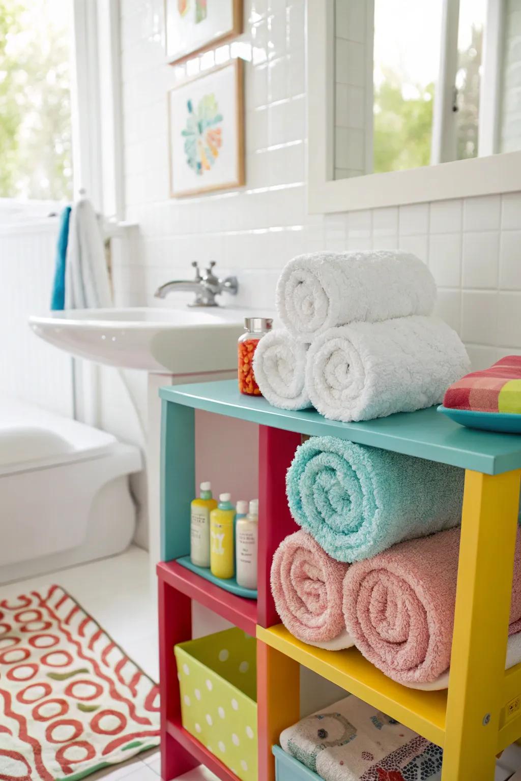 Twist and Roll for a Fun and Spiraling Towel Display