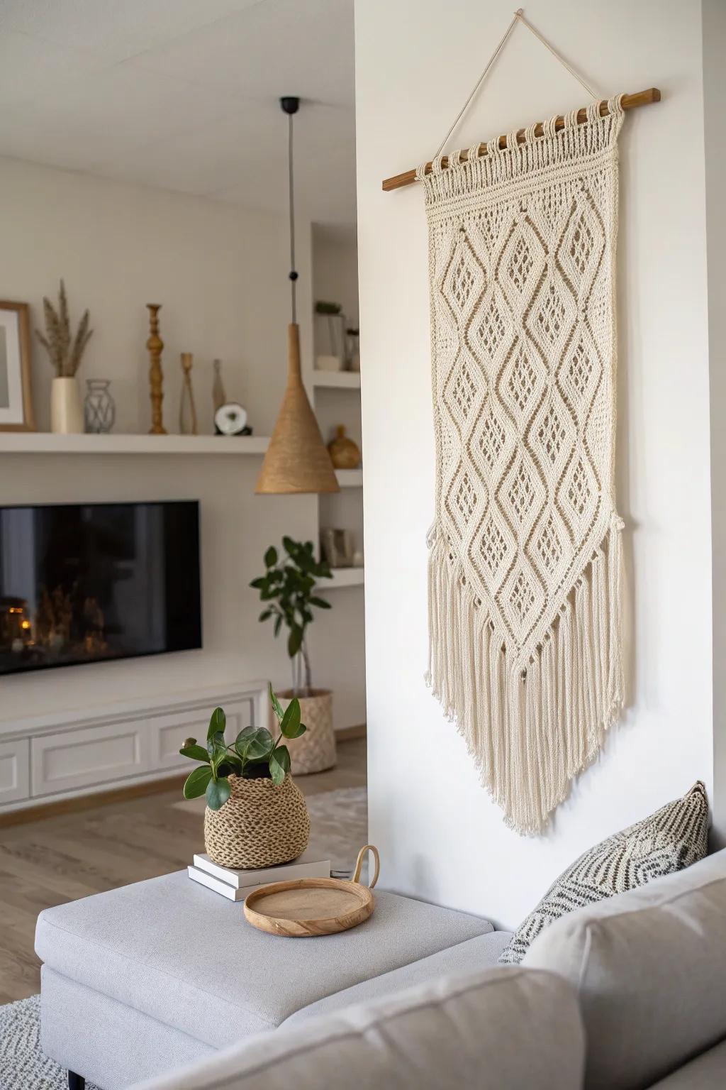 Express your creativity with handmade knit wall art.