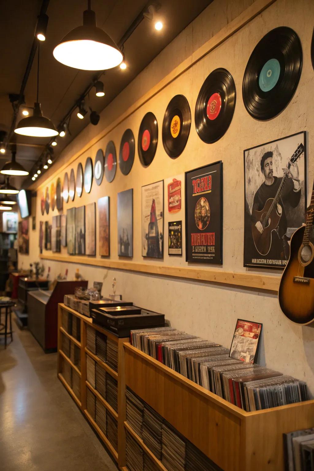 Vinyl records add a nostalgic touch.