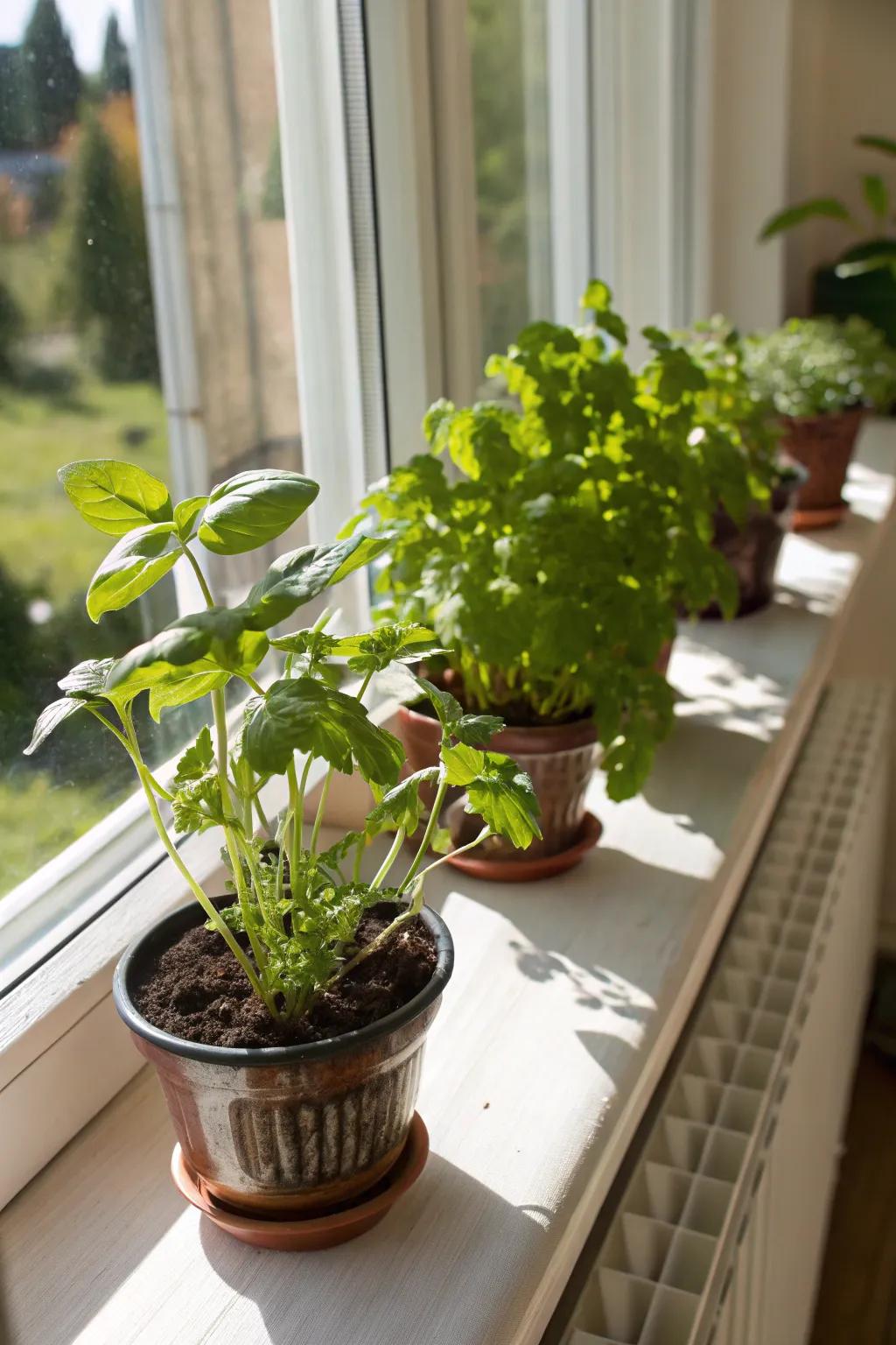 A cozy herb garden bringing fresh flavors and greenery indoors.