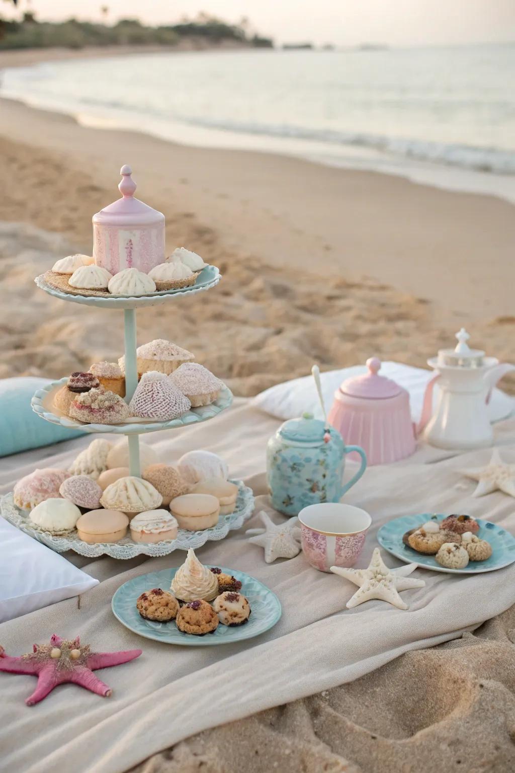 Seaside-themed tea party with coastal decor.