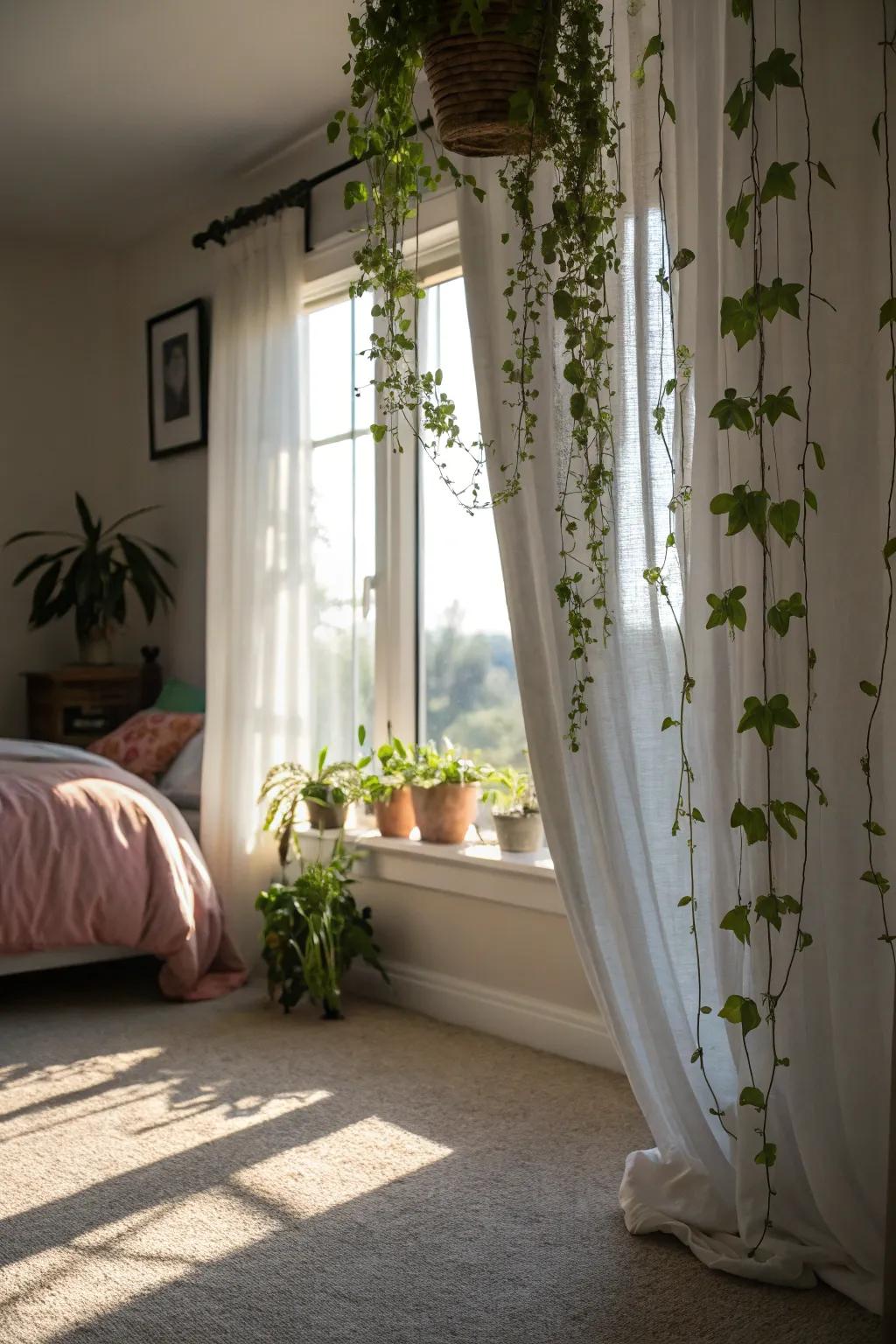 A plant curtain adds softness and natural beauty to your windows.