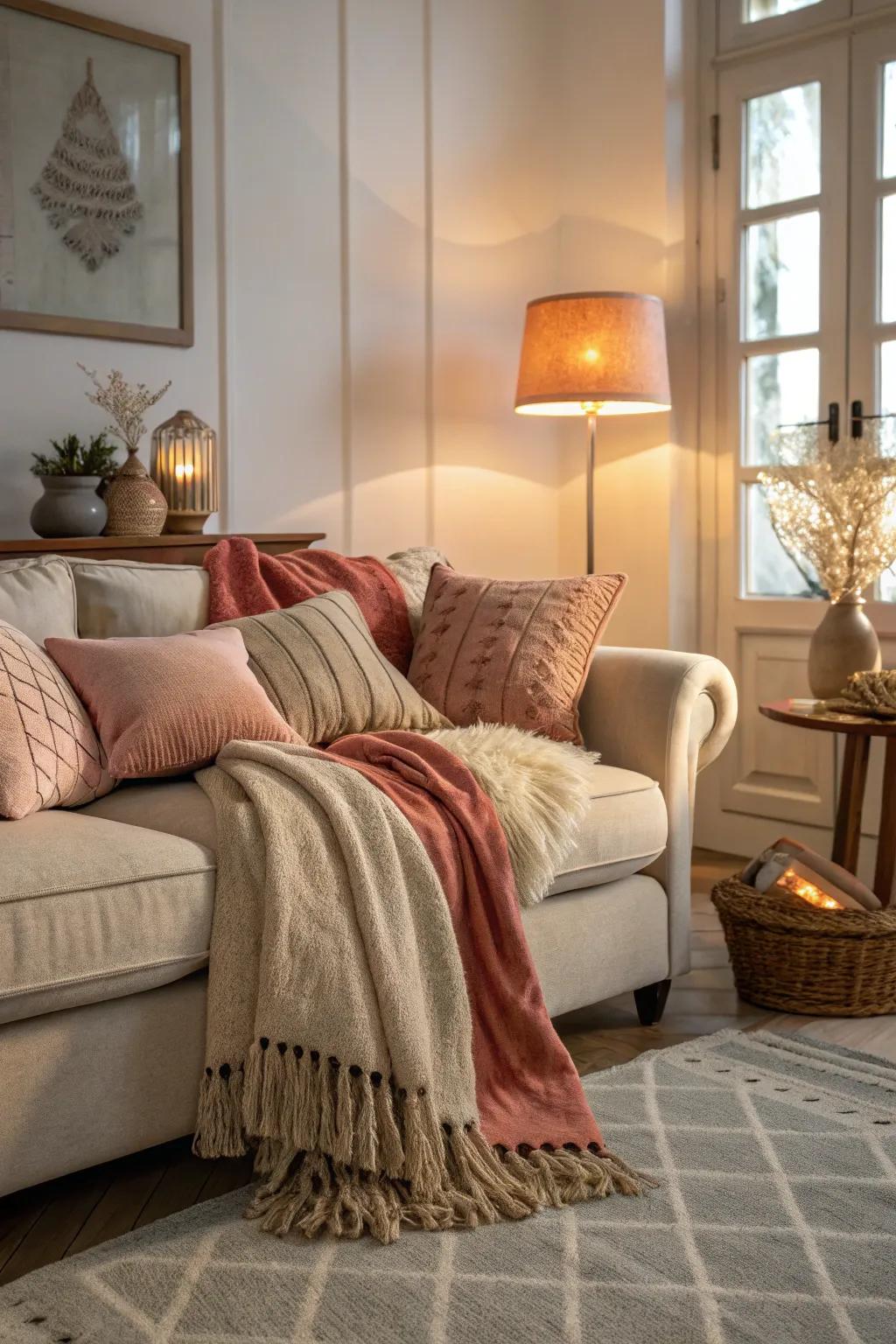 Soft furnishings add comfort and style to the keeping room.