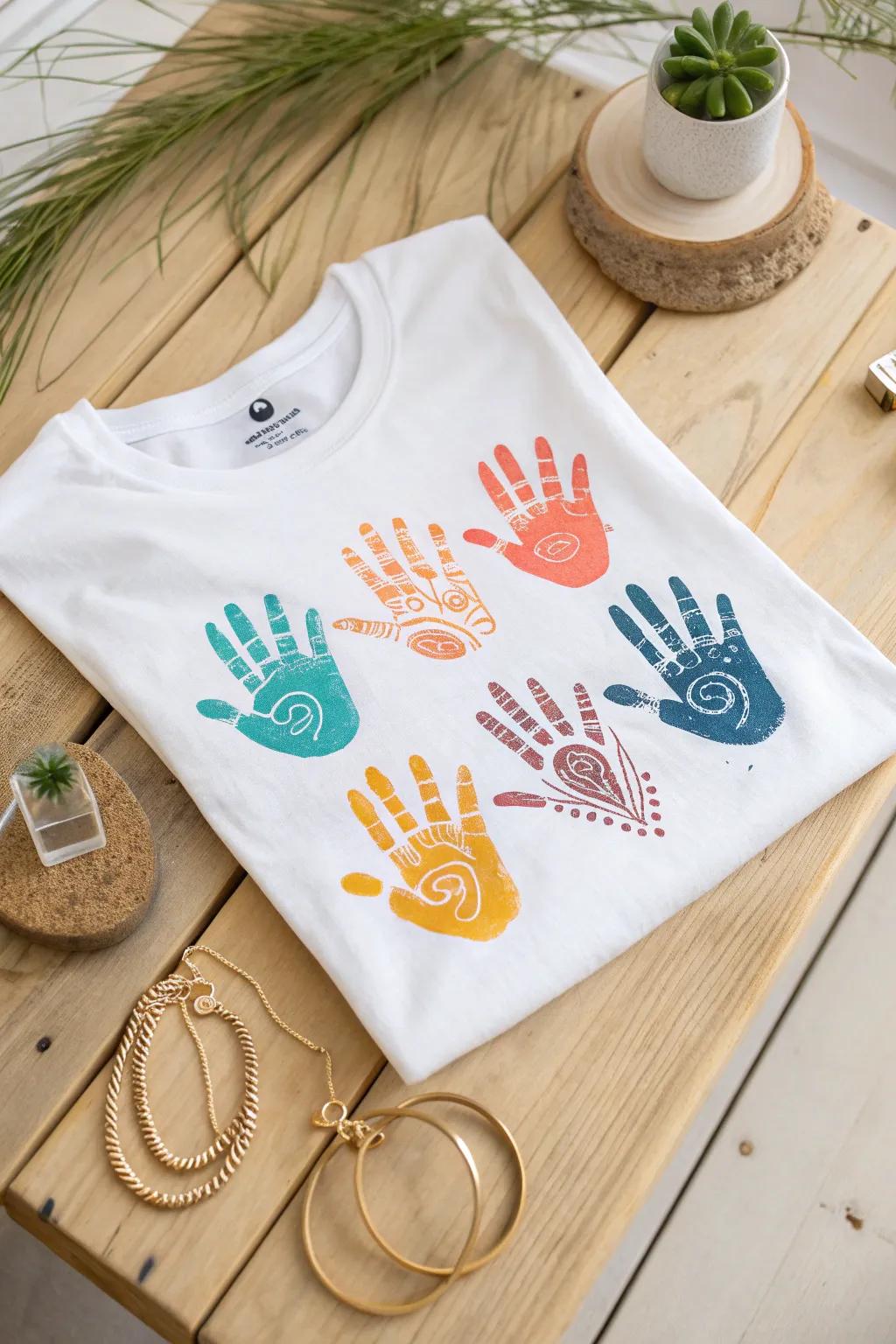 Capture memories with a splash of color: Handprint T-Shirts, the perfect blend of simplicity and sentimentality.