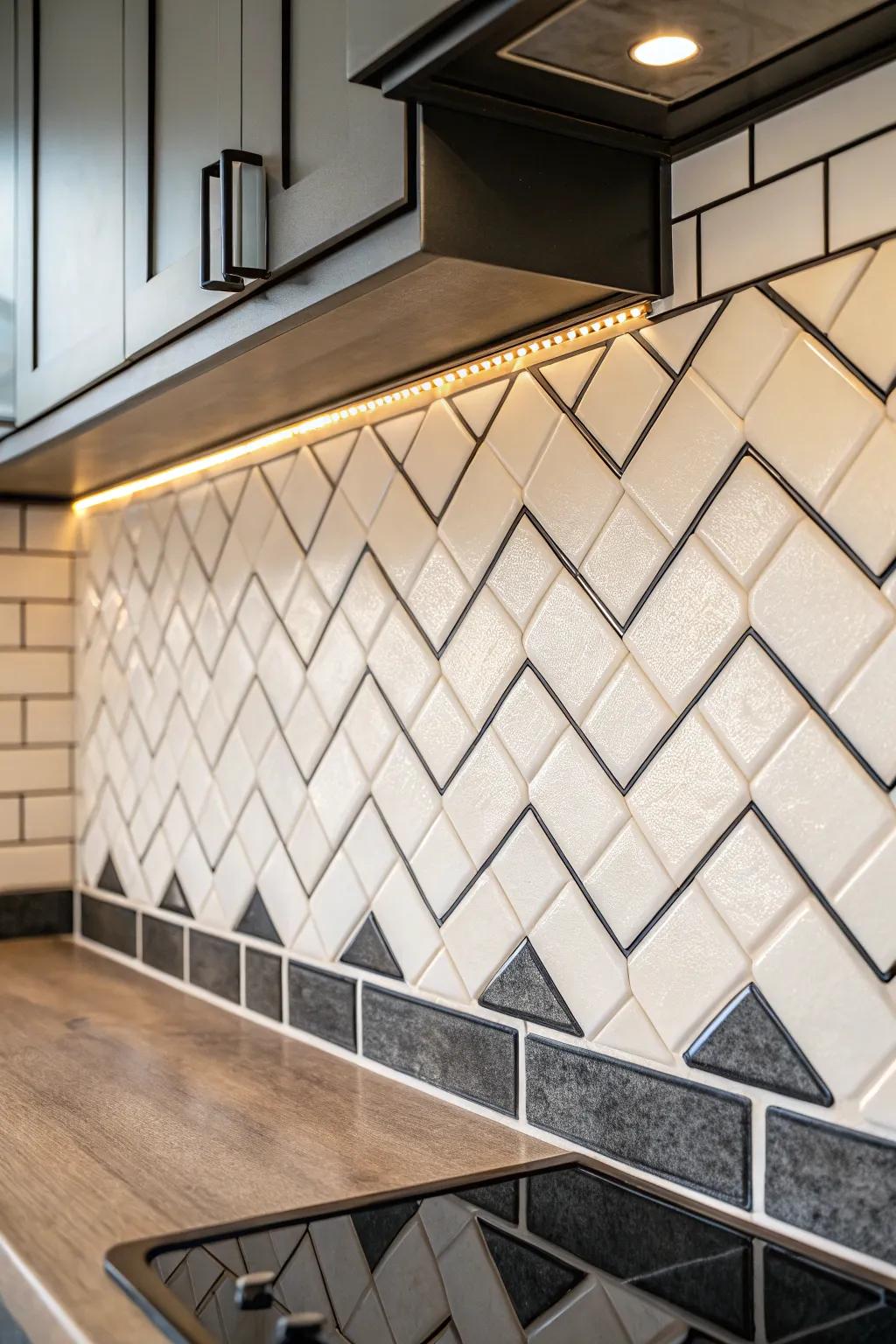 Contrasting grout adds a striking visual effect.